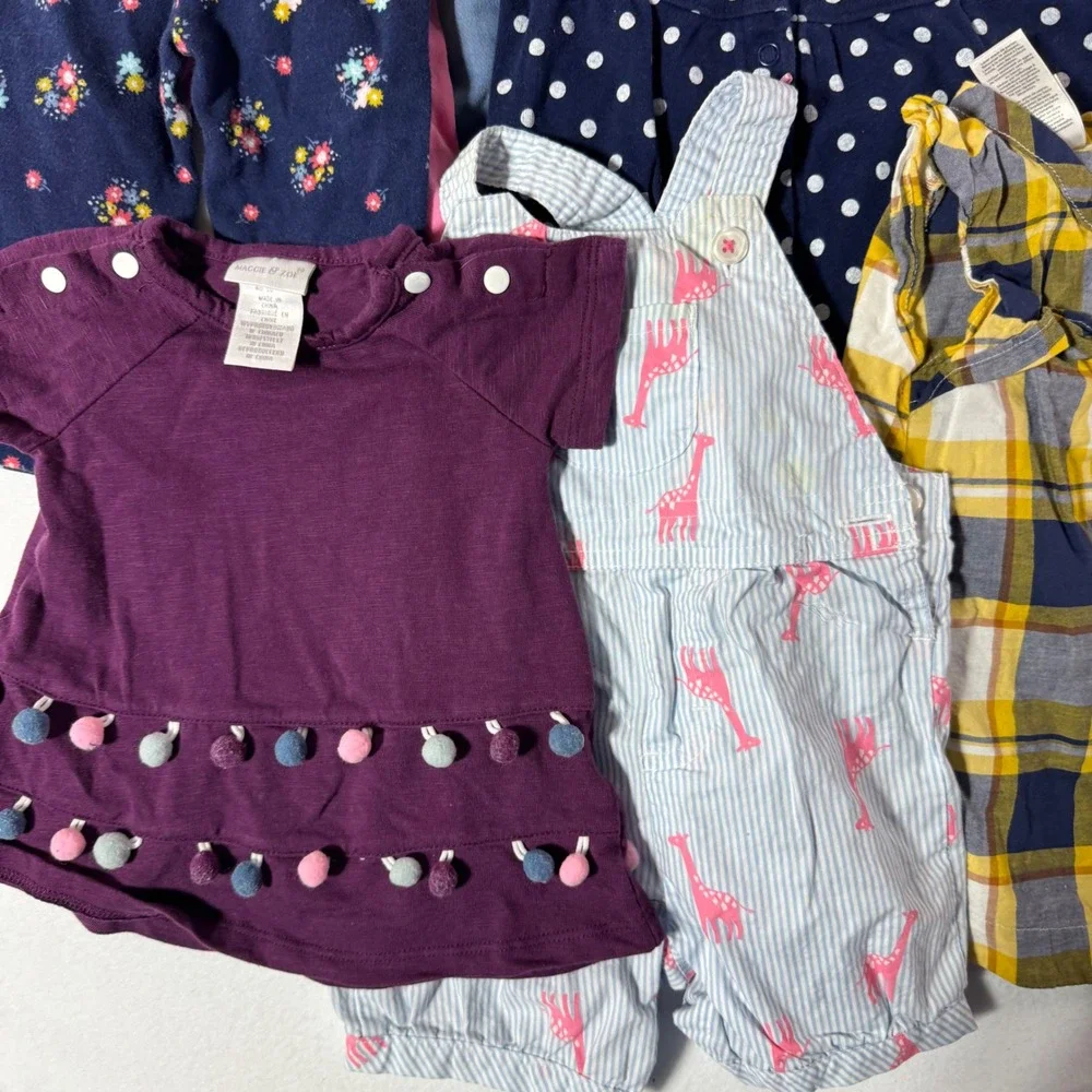 Carters Simple Joys Cat & Jack Baby Girl Clothing Lot 6-9 Months 14pc Set Mix